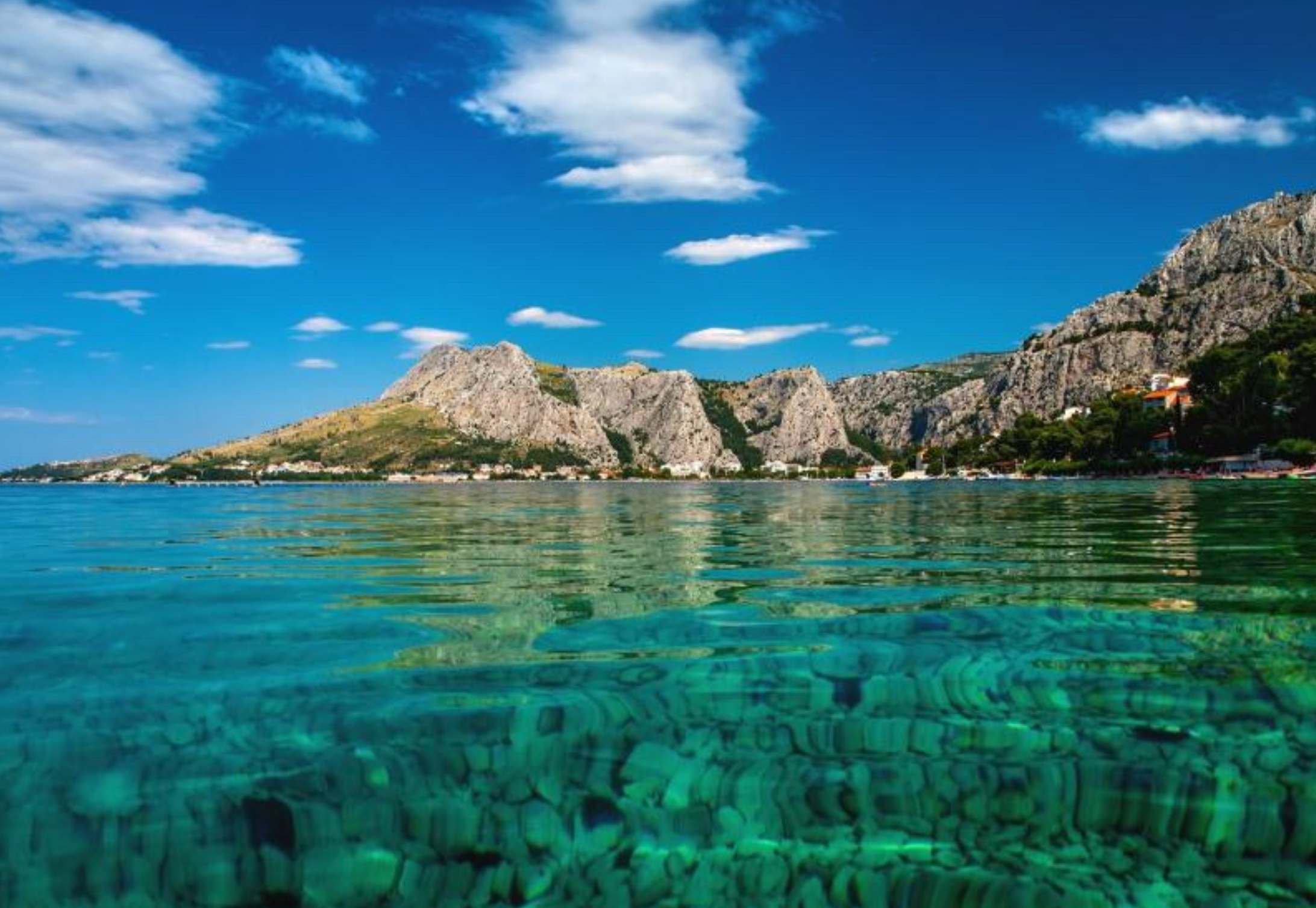 Dalmatian coastline with hidden bays seen from the sea